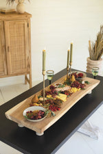 Rectangular Wood Serving Board 6"H, Natural Handcrafted Unfinished Tan Tray by Kalalou