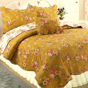 Vintage Floral Cotton Quilt Set – Reversible 3-Piece Bedding