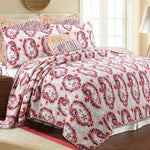 Quilt Elamin Paisley Red Queen 3-Piece Reversible Bedding Set by Cozy Line Home Fashions