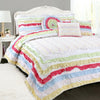 Ruffle Lace Reversible Quilt Set – Rainbow Floral Bedding