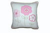 Floral Stripe Square Throw Pillow – Embroidered Cotton