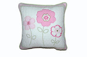 Floral Stripe Square Throw Pillow – Embroidered Cotton