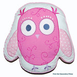 Pink Owl Cute Embroidered Novelty Decor Throw Pillow 17"x16" Cotton Multicolor Owl By Cozy Line Home Fashions