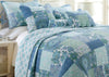 Blue Floral Patchwork Quilt Bedding Set – Reversible Cotton