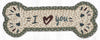 Earth Rugs I Heart You Dog Bone Shaped Jute Pet Mat 9x24 Inch
