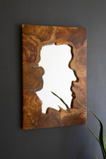 Teak Wood Mirror – Live-Edge Design – 35" H × 24" L for Modern Home By kalalou