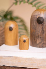 Wooden Bird Figurine Set – Handcrafted Teakwood Decor