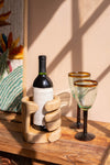 Hand Carved Teakwood Wine Bottle Holder