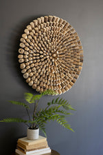 Wall Art - Round Driftwood 3.5" H, Handcrafted Distressed Brown Finish By Kalalou