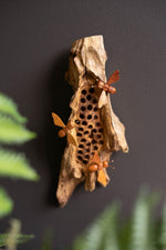 Hand Carved Bees Wall Hanging Rustic Recycled Wood Decor for Kitchen or Garden 12.5"Tall by Kalalou