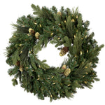Vickerman DT210631LED 30" Emerald Mixed Fir Artificial Christmas Wreath With LED Warm White Lights