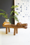 Crocodile Bench – Teak Wood 14 Inch – Handcarved Accent Furniture