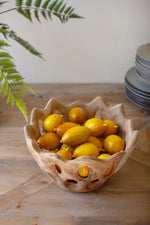 Perforated Teakwood Bowl – 7"Tall Handcrafted Wooden Accent by Kalalou