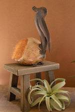 Coastal Pelican Figurine Set of 2 Rustic Coconut Fiber Sitting Bird 16" Tall by Kalalou