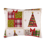 Greenland Home Fashions Deck the Halls Sham – Red Holiday Decorative Pillow Cover, Festive Cotton Quilted Design