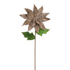 Vickerman E174916 24" Artificial Mocha Polyester Poinsettia Stem Pack Of 3