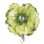 Vickerman E175413 5" Artificial Lime Green Polyester Wild Poppy Head With Sequin Glitter And Clip Pack Of 3