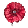 Vickerman E175403 5" Artificial Red Polyester Wild Poppy Head With Sequin Glitter And Clip Pack Of 3