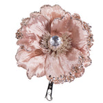 Vickerman E175416 5" Artificial Mocha Polyester Wild Poppy Head With Sequin Glitter And Clip Pack Of 3