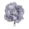 Vickerman E175407 5" Artificial Silver Polyester Wild Poppy Head With Sequin Glitter And Clip Pack Of 3