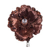 Vickerman E175415 5" Artificial Chocolate Polyester Wild Poppy Head Chocolate With Sequin Glitter And Clip Pack Of 3