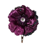 Vickerman E175426 5" Artificial Plum Polyester Wild Poppy Head With Sequin Glitter And Clip Pack Of 3