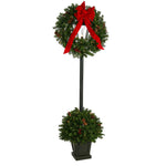 Vickerman G174018LED 6.5' Christmas Pine Lantern 100 Dura-Lit Warm White Lights 640 Tips