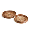 Two's Company EBH005-S2 Set of 2 Hand-Crafted Cane Round Tray