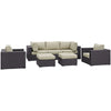 Modway EEI-1808-EXP-BEI-SET Gather 7 Piece Outdoor Patio Sectional Set