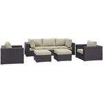 Modway EEI-1808-EXP-BEI-SET Gather 7 Piece Outdoor Patio Sectional Set