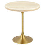 Modway EEI-6746-GLD-TRA Lippa 20" Round Artificial Travertine Side Table