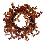 Vickerman EF214722 Artificial 22" Orange Fall Leaves And Berries Wreath Circular Grapevine Base.