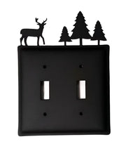 Rustic Double Deer with Trees Double Switch Cover – Wrought Iron Wall Plate
