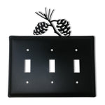 Triple Switch Cover Wrought Iron Cabin Decor 6.88" H Pinecone Switch Plate by Village Wrought Iron Inc.