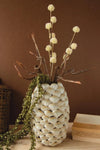 Coastal Ceramic Vase With Shell Motif – 12 H – Decorative Floral Accent – Kalalou