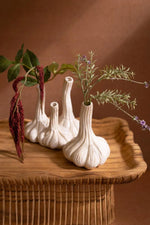 Kalalou Set of 2 Ceramic Garlic Bud Vases Sculptural Glazed Design Floral Display