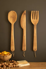 Kalalou Wooden Utensil Wall Decor Carved Designs 30" H Kitchen Decoration