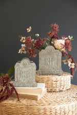 Kalalou Halloween Cement Planter Set of 2 7.5" H RIP Design Decorative Accent