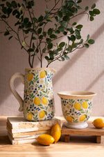 Kalalou Set of 3 Decorative Cement Planters with Olive Lemon and Pomegranate Designs 11.95" H