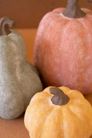 Decorative Terracotta Pumpkin Set of 3 Halloween Seasonal Accent by Kalalou