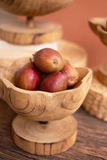 Kalalou Wooden Tabletop Compotes 8" H Mixed Design Decorative Accent Set of 3