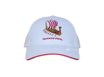 Old Modern Handicrafts Drakkar Viking Embroidered Cap in White by Alison Nautical