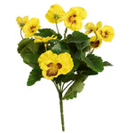 Vickerman FA186401 10" Artificial Yellow Pansy Bush 4 Per Pack