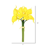 Vickerman FD170304 14'' Artificial Yellow Calla Lily. Eight Stems Per Pack.