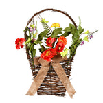 Vickerman FG180201 Artificial Mixed Floral Basket Features Coral Yellow Orange Purple And Green Flowers