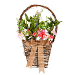 Vickerman FG180301 20" Artificial Mixed Flower Basket That Features Pink And White Flowers
