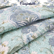 Blue Green Floral Quilt Set – Lightweight Cotton Bedding