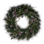 Vickerman FK220130 30" Artificial Long Leaf Pine With Seeded Cedar Eucalyptus Foliage And Pinecones Wreath