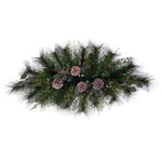 Vickerman FK220131 30" Artificial Long Leaf Pine With Seeded Cedar Eucalyptus Foliage And Pinecones 3 Candle Holder