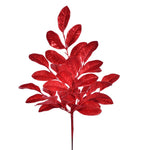 Vickerman FK220303 25" Red Artificial Apple Leaf Glitter Bush 2 Per Bag.